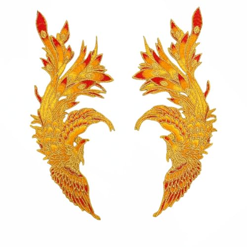 Phoenix Bestickter Stoffaufkleber, DIY-Schmuckkästchen, Hochzeitsdekoration, Aufkleber, Rückseitenkleber, kann gebügelt werden (Gold) von yinqinUSP