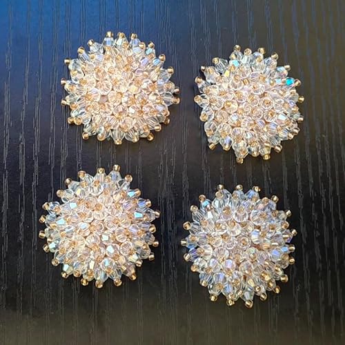 Runde handgefertigte Perlen Kristall Blume Dekorative Tuch Aufkleber Dekoration Brust Blume Haarspange Haarschmuck Dekoratives Material Diamant Dekoration (Weiß) von yinqinUSP