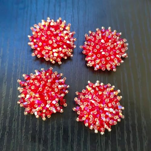 Runde handgefertigte Perlen Kristall Blume dekorative Stoffaufkleber Dekoration Brust Blume Haarspange Haarschmuck dekoratives Material Diamant Dekoration (rot) von yinqinUSP