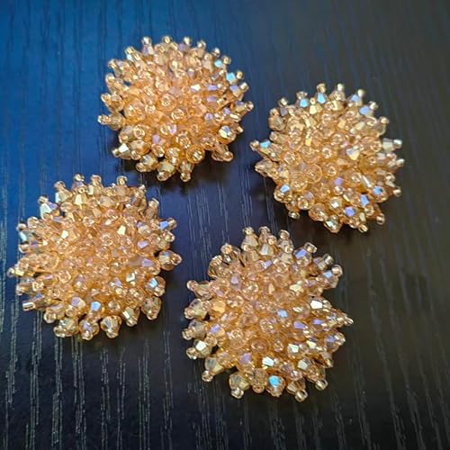 Runde handgefertigte Perlen-Kristallblumen-Aufkleber, Dekoration, Brustblume/Haarspange/Haar-Accessoire, dekoratives Material, Diamant-Dekoration (Champagnerfarbe) von yinqinUSP