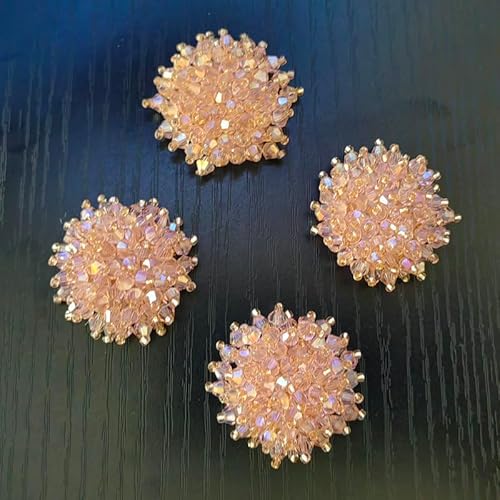 Runde handgefertigte Perlen-Kristallblumen-Aufkleber, Dekoration, Brustblume/Haarspange/Haar-Accessoire, dekoratives Material, Diamant-Dekoration (hellrosa Farbe) von yinqinUSP