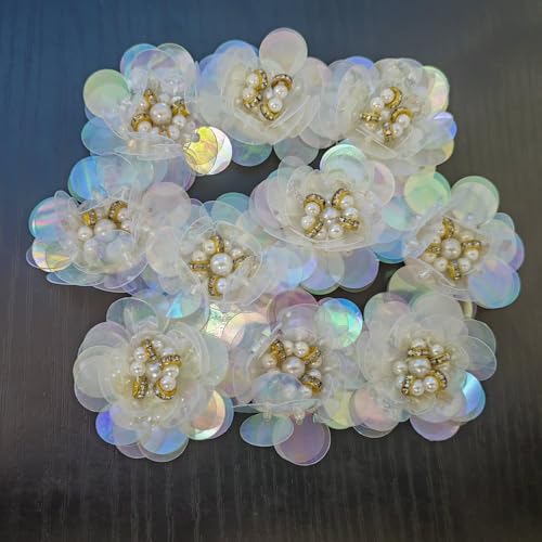 Schöne Perlen eingelegte Diamant dreidimensionale Blume Pailletten Insekt Biene Kleidung Dekoration DIY und andere Patch Aufkleber (weiß) von yinqinUSP