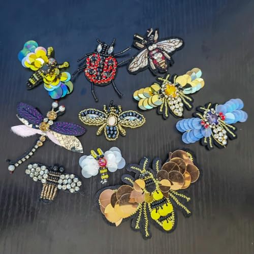 Schöne Perlen eingelegter Diamant dreidimensionale Blume Pailletten Insekt Bienen Kleidung Dekoration DIY und andere Aufnäher Aufkleber (bunte Insekten) von yinqinUSP