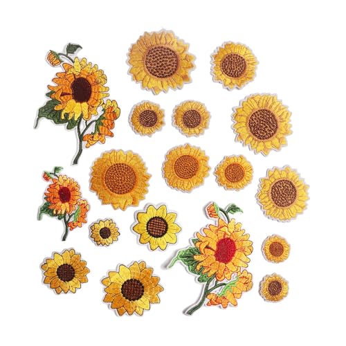 Sonnenblume/Kirsche/Schleife, Stickerei-Stoffaufkleber, DIY-Kleidung/Hüte/Schuhe/Bekleidungszubehör, Dekoration, Flicken, Aufkleber, Stempeln, Bügeln (gelbe Sonnenblume) von yinqinUSP