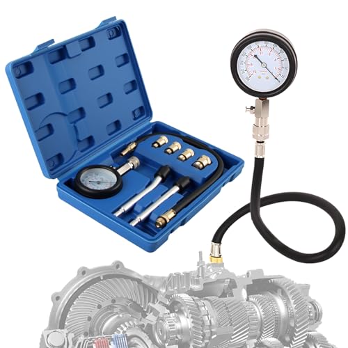 Kompressionstester Kompressionsprüfer Benzin mit 4 Adapter M10 M12 M14 M18 Messen 0-20 bar oder 0-300 psi für KFZ LKW Auto Motorrad (Blau) von yisight