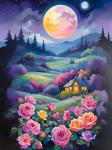 Malen Nach Zahlen Erwachsene Blumen-Malen Nach Zahlen Blumen Mit Pinseln und Acrylfarbe, DIY Set Basteln Erwachsene mit Pinseln und Acrylfarben für Home Decor(Rahmenlos,30x40cm) von yiwushichaoermaoyiyouxiangongsi