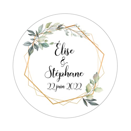96 Stück, 4,5 cm, personalisierbar, für Namen und Datum, Hochzeitsaufkleber, Einladungen, Siegel, Süßigkeiten, Geschenkboxen, Papieretiketten, selbstklebend, (B) von yje