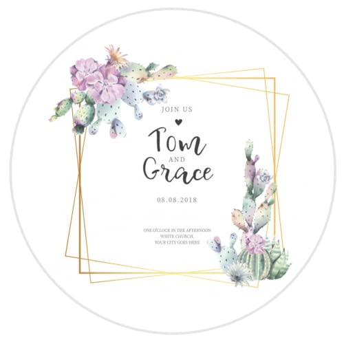 96 Stück, 4,5 cm, personalisierbar, für Namen und Datum, Hochzeitsaufkleber, Einladungen, Siegel, Süßigkeiten, Geschenkboxen, Papieretiketten, selbstklebend, (D) von yje