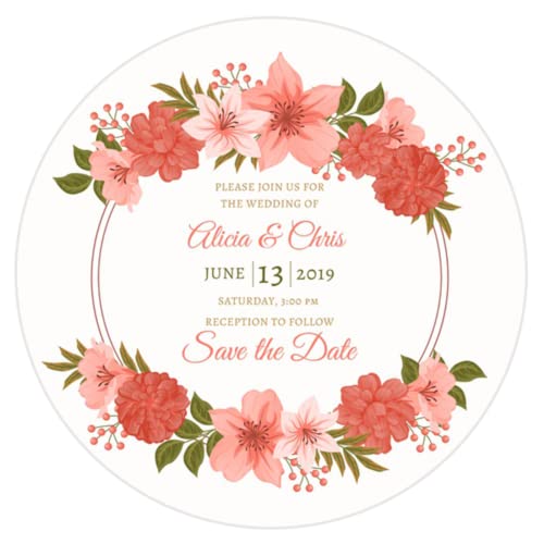 96 Stück, 4,5 cm, personalisierbar, für Namen und Datum, Hochzeitsaufkleber, Einladungen, Siegel, Süßigkeiten, Geschenkboxen, Papieretiketten, selbstklebend (C) von yje