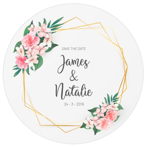 96 Stück, 4,5 cm, personalisierbar, für Namen und Datum, Hochzeitsaufkleber, Einladungen, Siegel, Süßigkeiten, Geschenkboxen, Papieretiketten, selbstklebend (E) von yje
