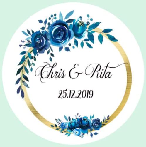 Geprägte Einladungsetiketten, Hochzeitsaufkleber, Hochzeitsaufkleber, individuelle Hochzeitsetiketten, florale Hochzeitsaufkleber, personalisierte Hochzeitsetiketten, 100 Stück (C,3 cm, 100 Stück) von yje