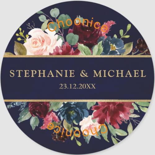 Hochzeits-Dankesaufkleber, Hochzeitsaufkleber, individuelle Hochzeitsetiketten, florale Hochzeitsaufkleber, personalisierte Hochzeitsetiketten (B, 3 cm, 100 Stück) von yje