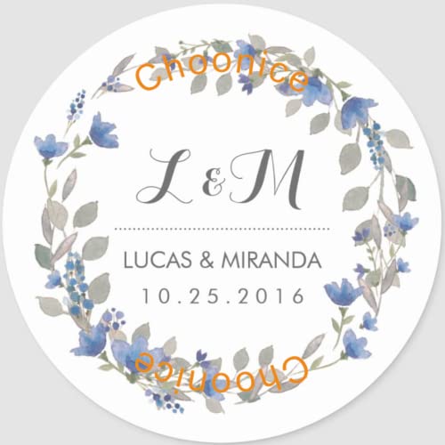 Hochzeits-Dankesaufkleber, Hochzeitsaufkleber, individuelle Hochzeitsetiketten, florale Hochzeitsaufkleber, personalisierte Hochzeitsetiketten (B, 7 cm, 100 Stück) von yje