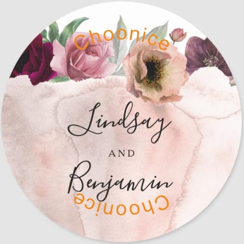 Hochzeits-Dankesaufkleber, Hochzeitsaufkleber, individuelle Hochzeitsetiketten, florale Hochzeitsaufkleber, personalisierte Hochzeitsetiketten (C,5 cm, 100 Stück) von yje
