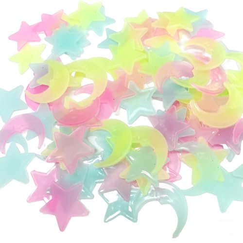 100 Stück Leuchtsterne - Selbstklebende Fluoreszierende Sterne und Mond Aufkleber für Wand und Decke, Leuchten im Dunkeln, Perfekt für Kinderzimmer und Schlafzimmer Dekoration von ymai