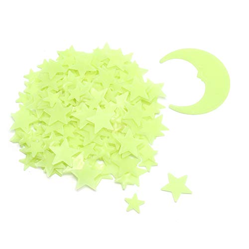 201 Stück Gelb Leuchtsterne - Selbstklebende Fluoreszierende Sterne und Mond Aufkleber für Wand und Decke, Leuchten im Dunkeln, Perfekt für Kinderzimmer und Schlafzimmer Dekoration von ymai