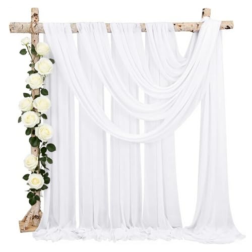 yolzhxe Querbehang Freihanddeko, Weiß Vorhang Hochzeitsbogen, Voile Gardinen Vorhänge, Stoff Tüll Hochzeits Hintergrund, Vorhang Deko für Fotografie Hochzeit Party Geburtstag, 75 x 600 cm von yolzhxe