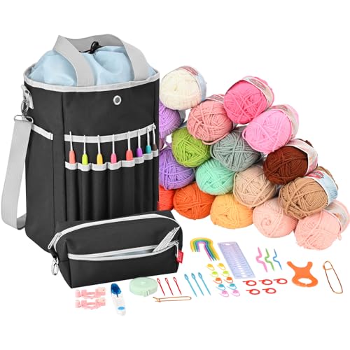 yookee home Häkelset für Anfänger Häkeln lernen Anfänger Häkelset für Erwachsene Häkelzubehör Garn zum Häkeln Anleitung Häkelnadeln Häkeltasche Komplette Häkelsets für Anfänger yookee home Häkelset für Anfänger Häkeln lernen Anfänger Häkelset für Erwachsene Häkelzubehör Garn zum Häkeln Anleitung Häkelnadeln Häkeltasche Komplette Häkelsets für Anfänger von yookee home