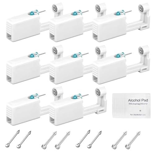 yotutun Ohrlochstechpistole, 8 Stück Stecher Set Einweg Ohr Piercing Pistole Nasenpiercing Stechen Kit Steril Ohrnasen Piercing Pistolen Sicherheits Schmerzfreies Selbst-Piercing-Werkzeug von yotutun