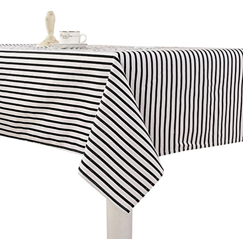 YOUJIA Gestreift Tischdecke Simpel Gartentischdecke Pflegeleicht Tischtuch Tischwäsche für Couchtisch, Esstisch (Schwarz #Gestreift, 140 * 180cm) von youjia