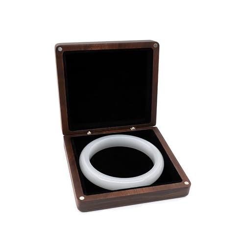 youjia Holz-Armband-Box Samt-Aufbewahrungsbox für Schmuck Massivholz Flaches Schmucktablett Armband Geschenkboxen Schmuckschatulle aus Holz für Verlobungs Jahrestag Valentinstag Geschenkbox von youjia