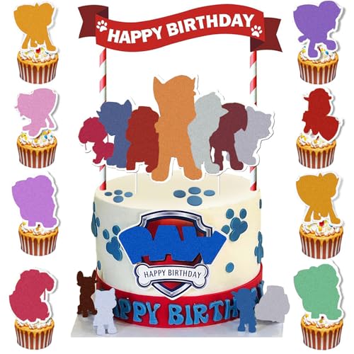 25 Stücke Tortendeko Kindergeburtstag - Kuchendeko Set mit Torte Topper & Cupcake Deko für Mottoparty, Geburtstagstorte & Fest (Hundemuster, Bunt, DIY) 25 Stücke Tortendeko Kindergeburtstag - Kuchendeko Set mit Torte Topper & Cupcake Deko für Mottoparty, Geburtstagstorte & Fest (Hundemuster, Bunt, DIY) von youngfocus