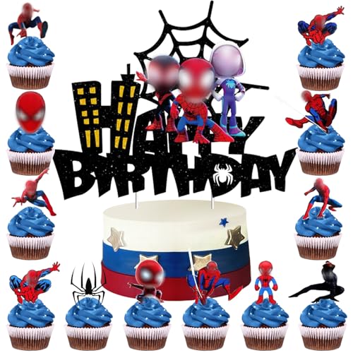 25 Stück bunte Tortendeko für Kindergeburtstag – Cupcake Topper, Kuchen Deko & Tortenverzierungen – Happy Birthday Partyzubehör inkl. Motivdekoration (Theme) – Ideal für Kuchendekoration Kinderparty von youngfocus