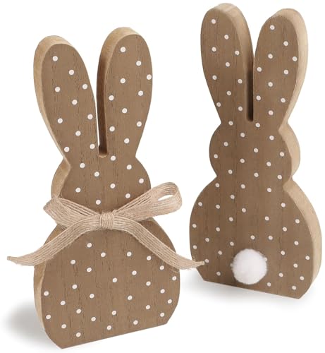 youngfocus 2 Stück Holzhasen Figuren (17 cm) - Natürliche Osterdeko aus Holz - Deko Hasen zum Hinstellen - Ideale Osterdekoration & Geschenk (Braun) von youngfocus