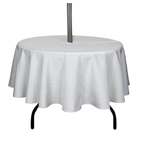 youngseahome Outdoor-Tischdecke, schmutzabweisend, wasserdicht, Polyesterstoff, Tischdecke mit Reißverschluss, Schirmloch für Picknick/Party/Abendessen/Terrasse, Garten, 152,4 cm (60 Zoll), rund von youngseahome