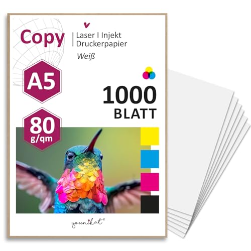 younikat 1000 Blatt blanko 80 g/m² Papier in weiß I Kopierpapier I Rezeptpapier I DIN A5 I dv1419 younikat 1000 Blatt blanko 80 g/m² Papier in weiß I Kopierpapier I Rezeptpapier I DIN A5 I dv1419 von younikat