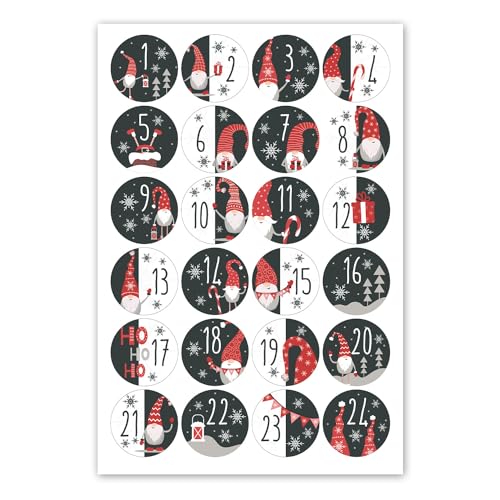 24 Adventskalender-Zahlen-Aufkleber Weihnachtswichtel-Motiv I Ø 4 cm I DIY Sticker Set I Weihnachtsaufkleber Geschenk-Aufkleber für Kinder I dv990 24 Adventskalender-Zahlen-Aufkleber Weihnachtswichtel-Motiv I Ø 4 cm I DIY Sticker Set I Weihnachtsaufkleber Geschenk-Aufkleber für Kinder I dv990 von younikat