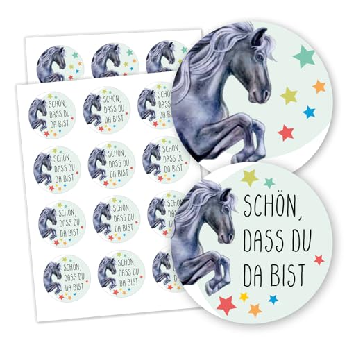 24 Deko-Aufkleber im Pferde Motiv I Ø 4 cm I für Mädchen I 12 Aufkleber mit Spruch und 12 Motiv-Sticker I Aufkleber für Einladungen oder als Geschenk-Aufkleber I dv_1118 von younikat