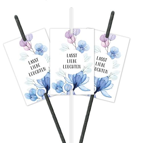 50 Etiketten passend für Wunderkerzen & Knicklichter I Blaue Wildblumen I Lasst Liebe Leuchten I Rosa Lila Grün Pastell I Gastgeschenk für den besonderen Tag I einseitig bedruckt I dv1282 von younikat