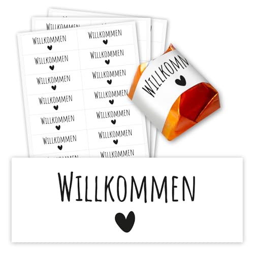 60er Aufkleber-Set Willkommen - Gastgeschenk passend für Küsschen Pralinen I Herz I Rechteckig I dv1427 60er Aufkleber-Set Willkommen - Gastgeschenk passend für Küsschen Pralinen I Herz I Rechteckig I dv1427 von younikat