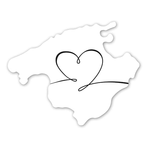 Aufkleber Mallorca Herz-Motiv Insel Silhouette I 10 x 7,8 cm I weiß mit Herz I dv_1352 von younikat