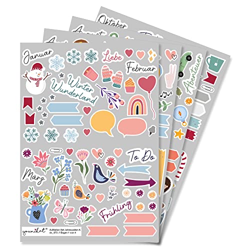 Sticker Jahreszeiten I 229 Sticker I Fotoalbum Scrapbooking Aufkleber-Set zum Gestalten von Kalender Bullet Journal Zubehör I Kinder Erwachsene Anlässe I dv970 Sticker Jahreszeiten I 229 Sticker I Fotoalbum Scrapbooking Aufkleber-Set zum Gestalten von Kalender Bullet Journal Zubehör I Kinder Erwachsene Anlässe I dv970 von younikat