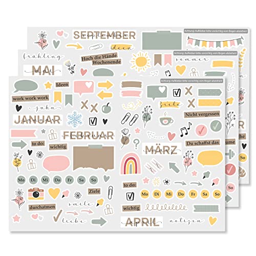 Aufkleber-Set für Bullet Journal Kalender I über 200 Sticker zum Basteln I DIY Scrapbooking-Aufkleber I zum Gestalten I Scrapbook Zubehör I dv_1200 von younikat