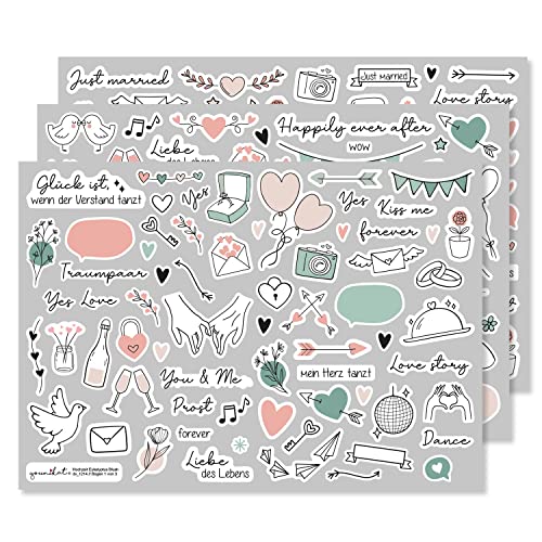 Aufkleber-Set für Hochzeit Eukalyptus I über 200 Sticker I Fotoalbum Gästebuch Dekoration Scrapbook-Sticker mit schönen Motiven und Sprüchen in Deutsch Englisch rosa grün I dv1214 Aufkleber-Set für Hochzeit Eukalyptus I über 200 Sticker I Fotoalbum Gästebuch Dekoration Scrapbook-Sticker mit schönen Motiven und Sprüchen in Deutsch Englisch rosa grün I dv1214 von younikat