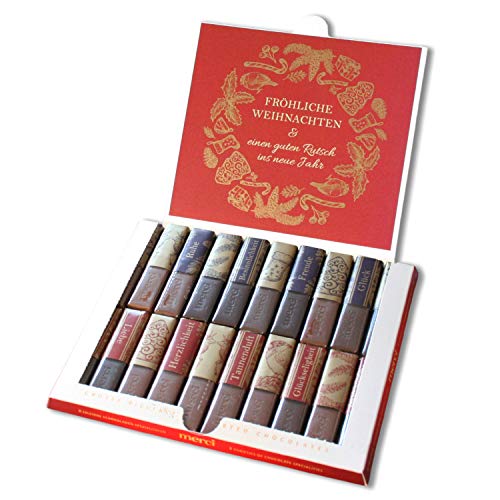 Aufkleber-Set passend für Merci Schokolade zu Weihnachten I farbig und Gold I mit vorgedruckten und blanko Aufklebern I selbstklebend I kreative Geschenk-Idee I Individuell I ohne Schokolade I dv914 von younikat