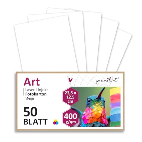 Blanko Postkarten im Maxi-Format I 50er Set I 400 g I zum Selbstgestalten I 235 x 125 mm I DIY Grußkarten weiß I starker - Bastel-Karton zum beschreiben und bemalen I dv_1012 von younikat