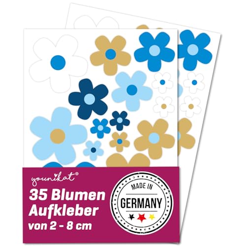Blumen-Aufkleber-Set Blümchen blau braun I Flower-Power Sticker für Fahrrad Laptop Handy Küche Bad Fahrzeug-Aufkleber I wetterfest I kfz285 Blumen-Aufkleber-Set Blümchen blau braun I Flower-Power Sticker für Fahrrad Laptop Handy Küche Bad Fahrzeug-Aufkleber I wetterfest I kfz285 von younikat