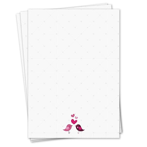 Briefpapier Set Verliebte Vögel I 50 Blatt 90 g/m² DIN A4 I stilvolles Schreibpapier vielseitig verwendbar weiß gemustert I Geburtstag Urkunde Speisekarte I dv019 von younikat