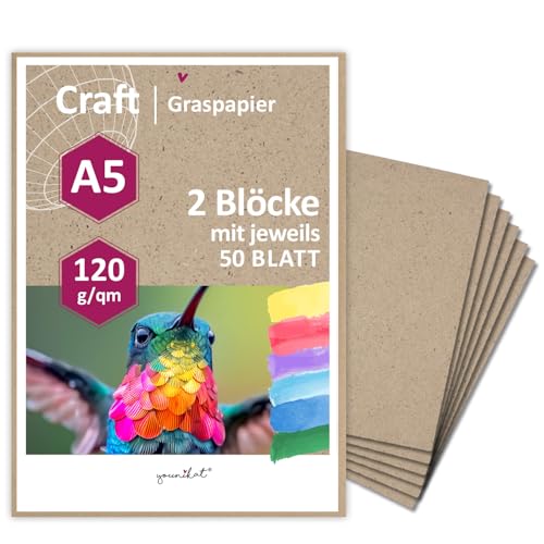 Graspapier Notiz-block-Set 120 g/m² I DIN A5 I 2 Blöcke a 50 Blatt I natürliche Färbung I Natur-Papier oben geleimt I umweltfreundlich I Umweltpapier I dv1036 Graspapier Notiz-block-Set 120 g/m² I DIN A5 I 2 Blöcke a 50 Blatt I natürliche Färbung I Natur-Papier oben geleimt I umweltfreundlich I Umweltpapier I dv1036 von younikat