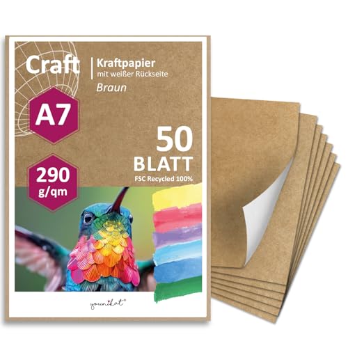 Kraftpapier I Rückseite weiß beschichtet I DIN A7 290g/m² I 50 Blatt I DIY Karton individuell gestaltbar I Verpackungen Bastel-Papier Blanko ohne Motiv und Ökologisch I dv812 Kraftpapier I Rückseite weiß beschichtet I DIN A7 290g/m² I 50 Blatt I DIY Karton individuell gestaltbar I Verpackungen Bastel-Papier Blanko ohne Motiv und Ökologisch I dv812 von younikat