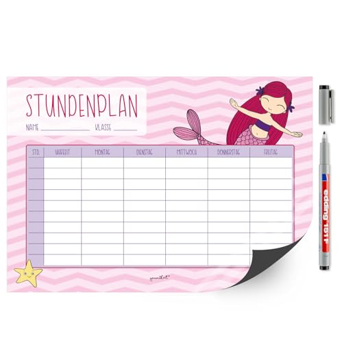 Meerjungfrau Stundenplan I DIN A4 magnetisch I dv613 von younikat