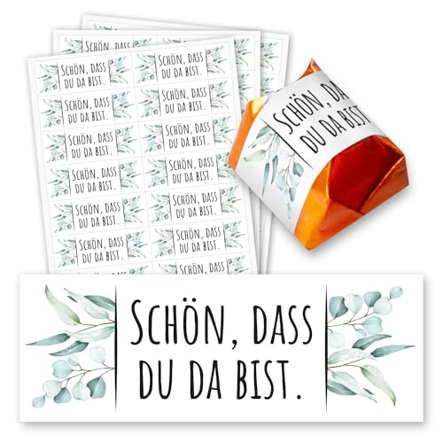 Schön, dass du da bist Aufkleber - 60 Stück - Gastgeschenk passend für Küsschen I Eukalyptus I Rechteckig I dv1424 Schön, dass du da bist Aufkleber - 60 Stück - Gastgeschenk passend für Küsschen I Eukalyptus I Rechteckig I dv1424 von younikat