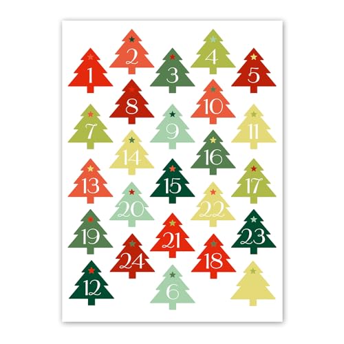 Weihnachtsbaum-Sticker Set DIY I 24 Adventskalender-Zahlen-Aufkleber zur Gestaltung von Geschenken I Weihnachtsaufkleber Geschenk-Aufkleber dv_052 von younikat