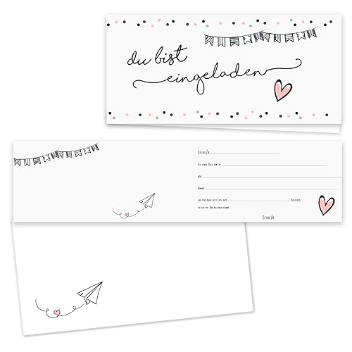 younikat 15 neutrale Einladungskarten mit Konfetti-Motiv inkl. Umschlägen I DIN lang I bunt I Einladungs-Set Kinder-Geburtstag zum Ausfüllen für Mädchen und jungs I dv808 von younikat