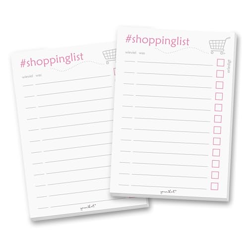 younikat 2 kleine Notizblöcke #shoppinglist I DIN A6 50 Blatt I Set für die Küche Handtasche Auto I Einkaufsliste aus Papier zum Abreißen & Ankreuzen I dv378 younikat 2 kleine Notizblöcke #shoppinglist I DIN A6 50 Blatt I Set für die Küche Handtasche Auto I Einkaufsliste aus Papier zum Abreißen & Ankreuzen I dv378 von younikat