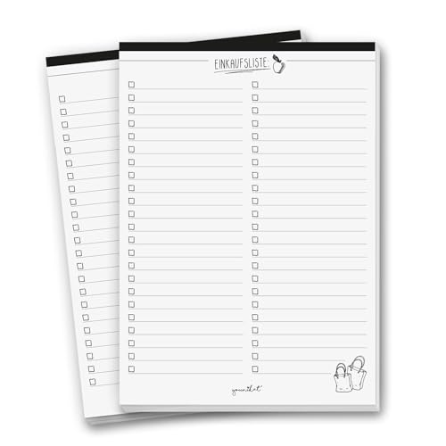 younikat 2er Set Einkaufsliste Notizblöcke I DIN A5 I 50 Blatt I Einkaufsblöcke mit Vordruck für die Küche Handtasche Auto I Organizer aus Papier zum Abreißen I dv909 von younikat